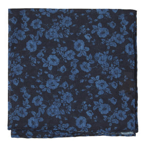 Linen Buds Navy Pocket Square