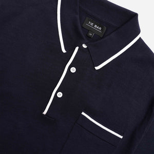 Tipped Cotton Sweater Navy Polo alternated image 1