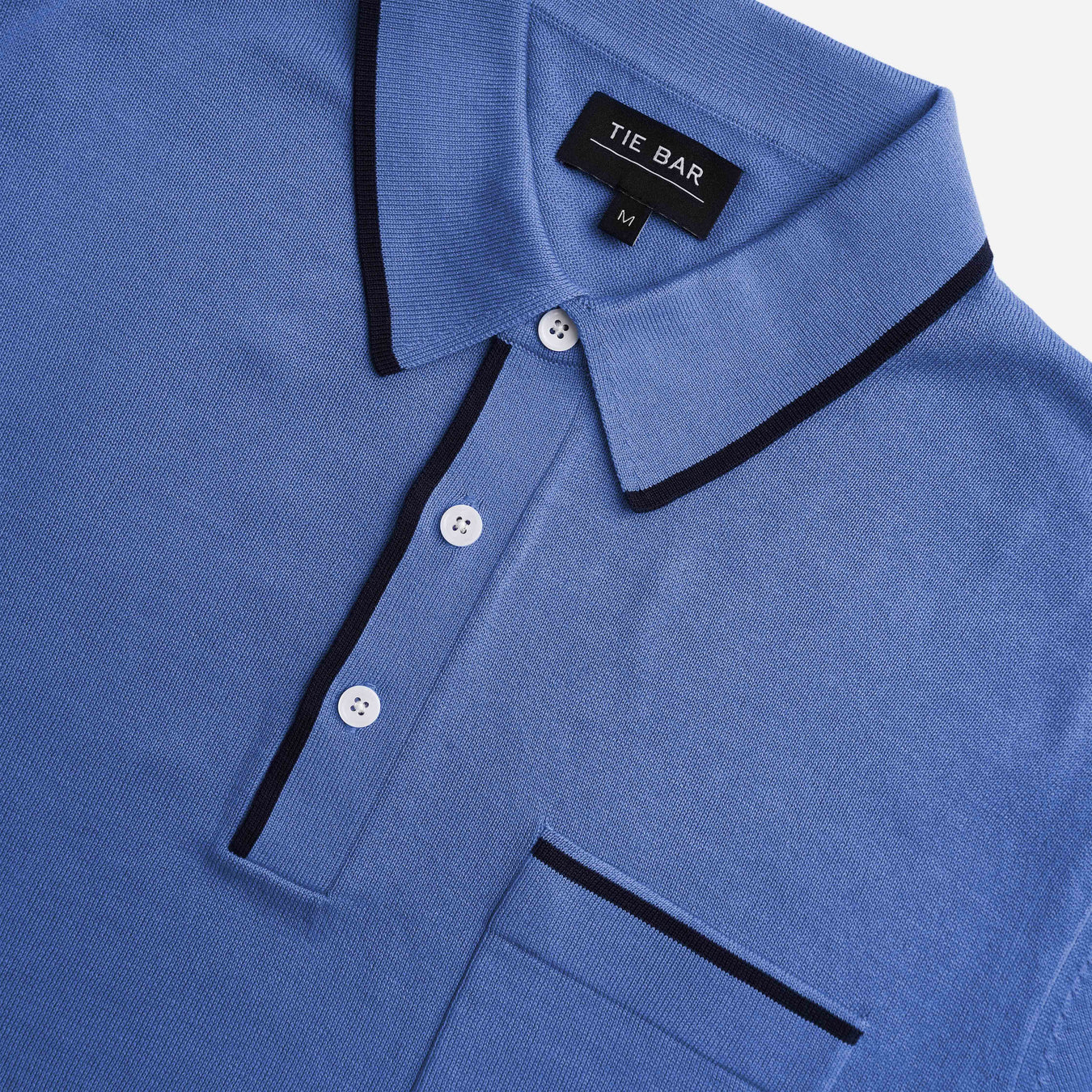 Tipped Cotton Sweater Sky Blue Polo | Cotton Polos | Tie Bar