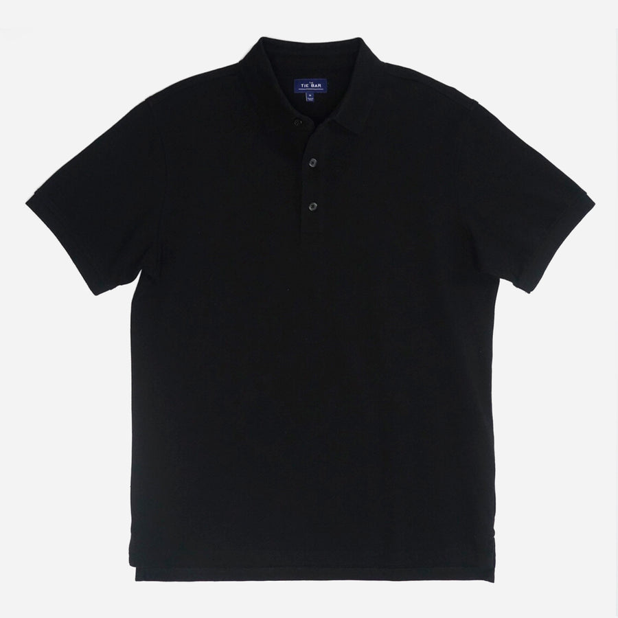 Pique Black Polo | Cotton Polos | Tie Bar