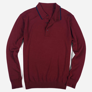 Perfect Tipped Merino Wool Burgundy Polo