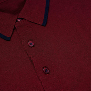 Perfect Tipped Merino Wool Burgundy Polo