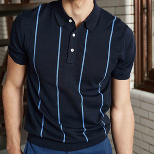 Thin Vertical Stripe Navy Polo alternated image 3