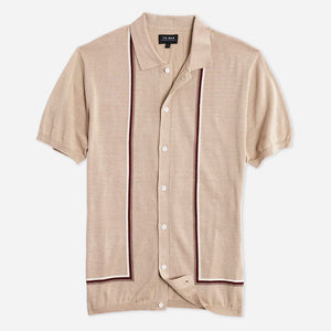Full Placket Border Stripe Camel Polo featured image