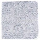 Designer Paisley Silver Pocket Square