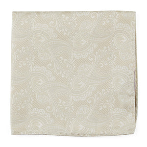 Twill Paisley Light Champagne Pocket Square