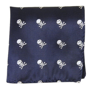 Skull And Crossbones Navy Pocket Square