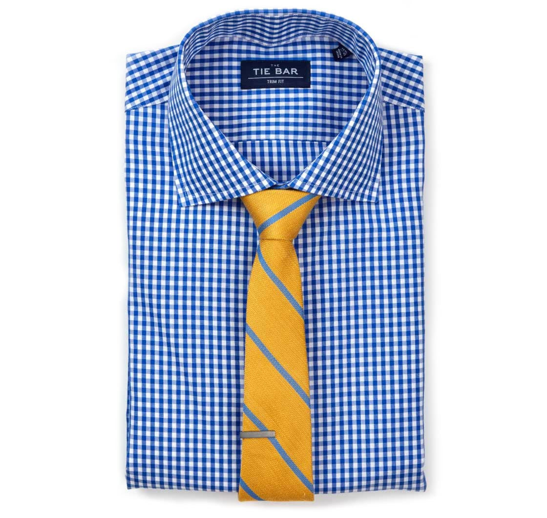 navy gingham shirt with tie