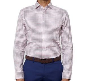 Heathered Gingham Washed Burgundy Non-Iron Dress Shirt