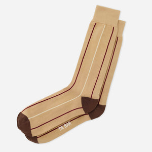 Vertical Stripe Camel Dress Socks