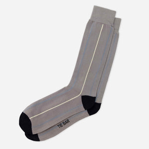 Vertical Stripe Grey Dress Socks