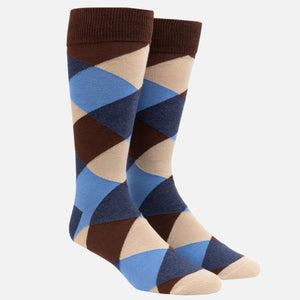 Rohrer Plaid Chocolate Brown Dress Socks