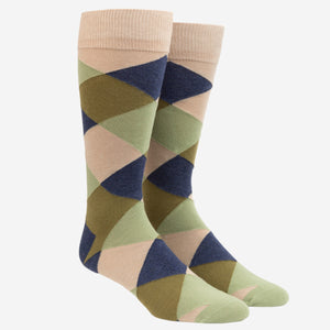 Rohrer Plaid Olive Green Dress Socks