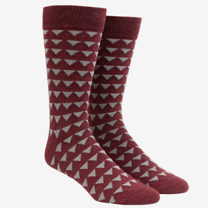 Triangle Geo Burgundy Dress Socks featured image