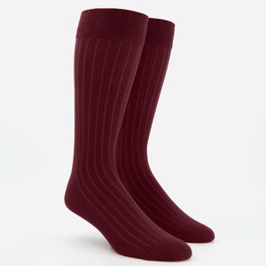 Wide Ribbed Burgundy Dress Socks featured image