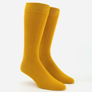 Wide Ribbed Mustard Dress Socks