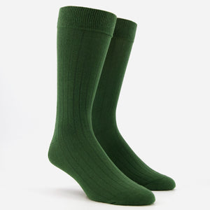 Wide Ribbed Olive Green Dress Socks