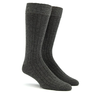 Wide Ribbed Heather Charcoal Dress Socks featured image