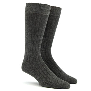 Wide Ribbed Heather Charcoal Dress Socks