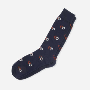 Linked Hearts Navy Dress Socks