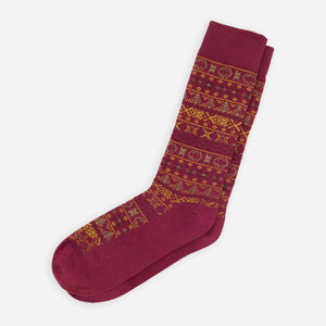 Multi Fairisle Burgundy Dress Socks