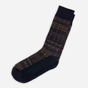 Multi Fairisle Navy Dress Socks