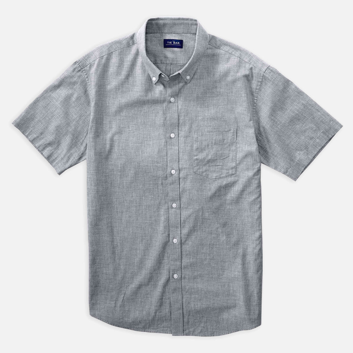 Solid Cotton Grey Short Sleeve Shirt | Cotton Shirts | Tie Bar