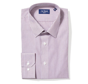 Vertical Stripe Burgundy Non-iron Dress Shirt | Cotton Shirts | Tie Bar