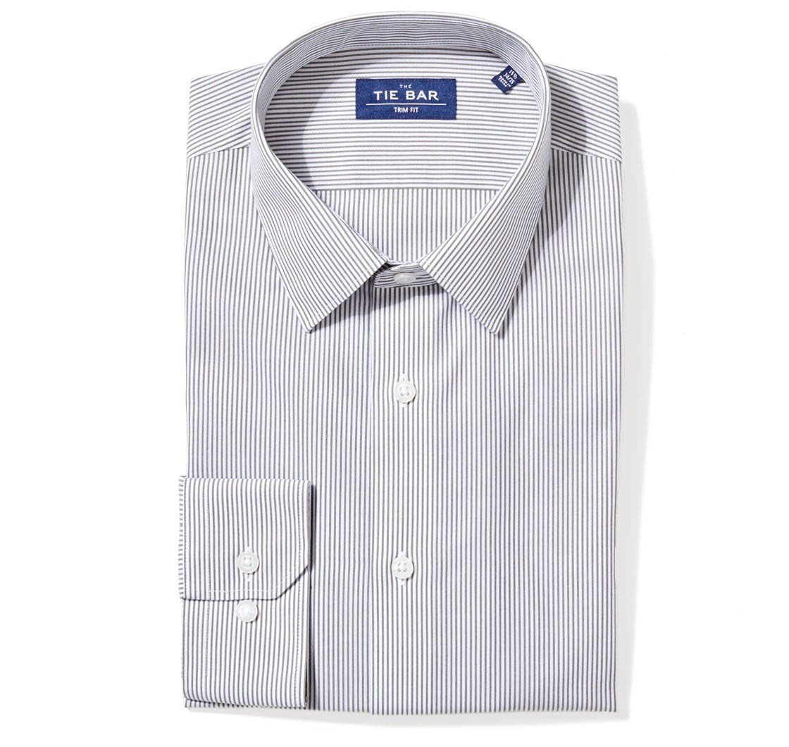 Vertical Stripe Olive Green Non-Iron Dress Shirt