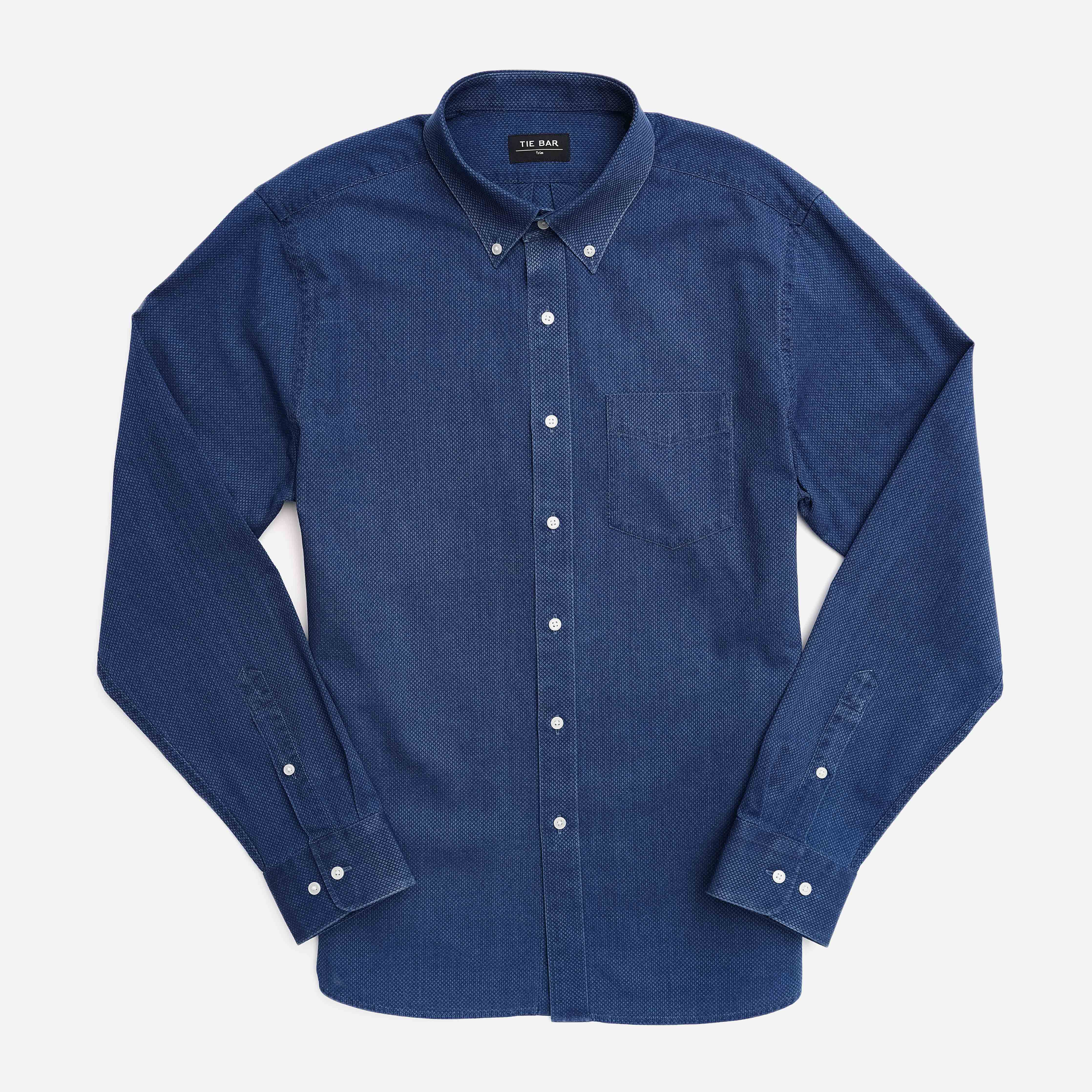 Indigo Dobby Navy Casual Shirt | Cotton Shirts | Tie Bar