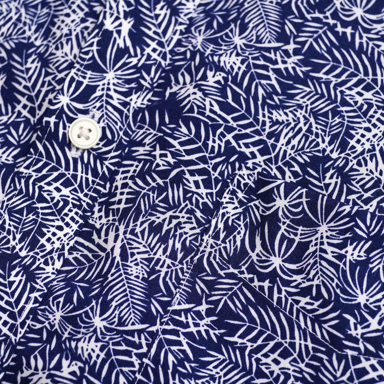 Palm Floral Navy Short Sleeve Shirt | Cotton Shirts | Tie Bar