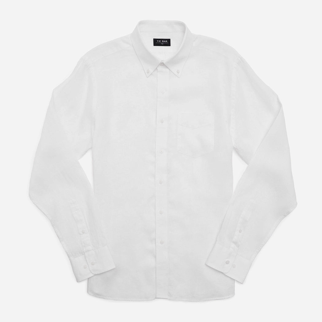 Linen Solid White Casual Shirt | Linen Shirts | Tie Bar