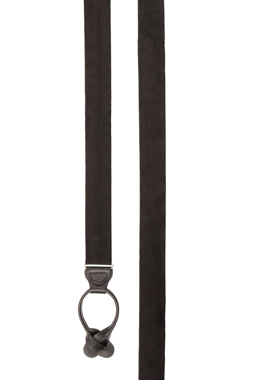 Solid Satin Black Suspender | Silk Suspenders | Tie Bar