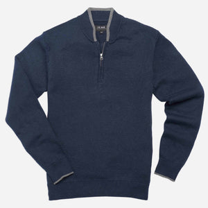 Tipped 1/4 Zip Navy Cashmere Sweater featured image