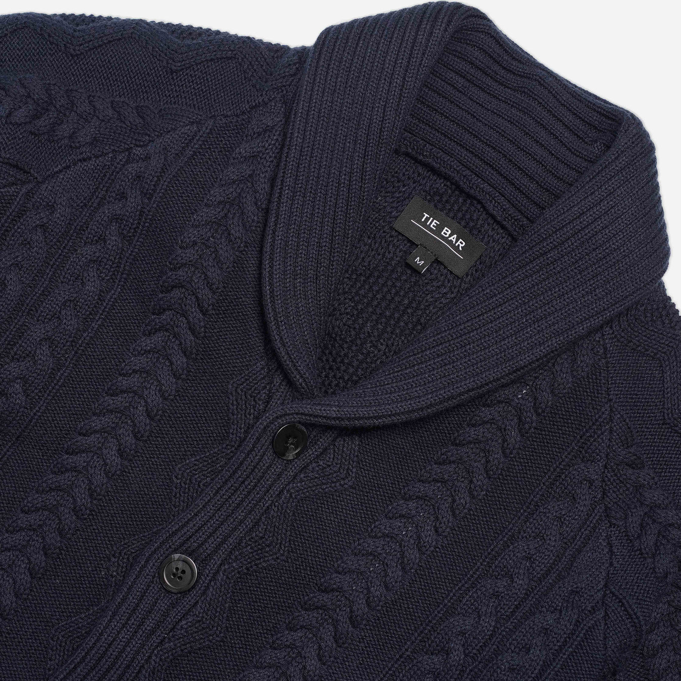 Cable Shawl Cardigan Navy Sweater | Cotton Sweaters | Tie Bar