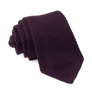 Pointed Tip Knit Eggplant Tie featured image