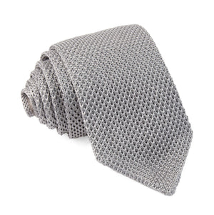 Pointed Tip Knit Silver Tie featured image