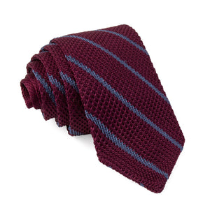 Striped Pointed Tip Knit Burgundy Tie