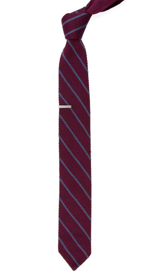 Striped Pointed Tip Knit Burgundy Tie alternated image 1