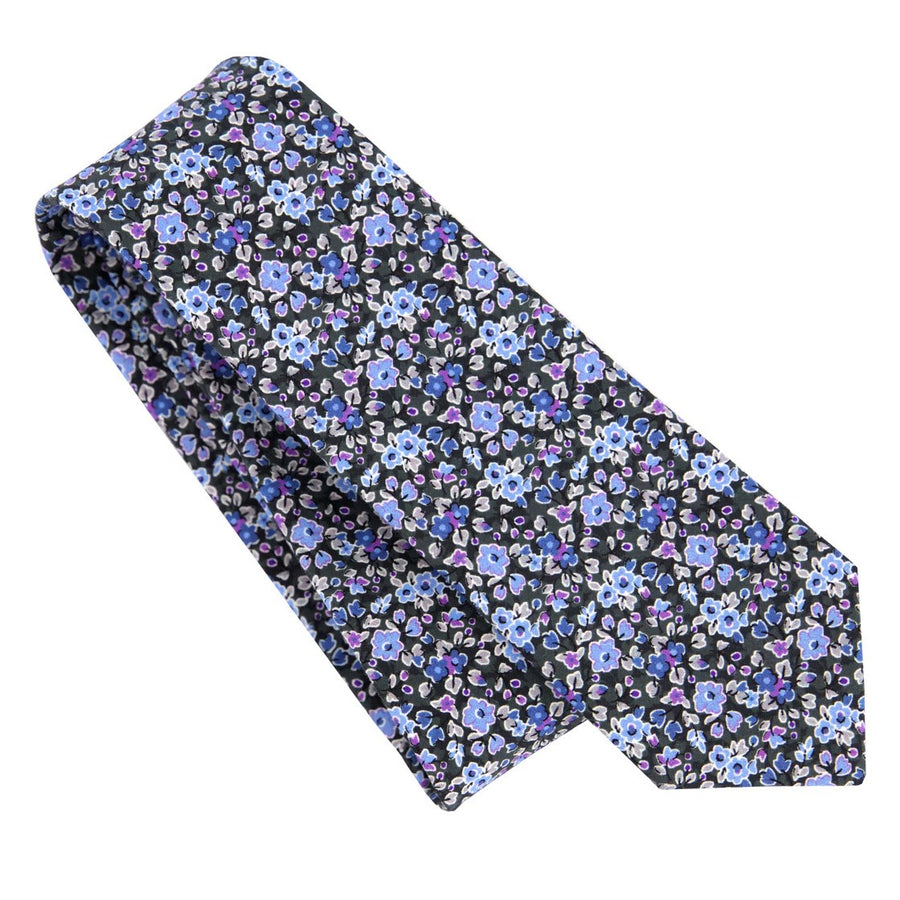 Freesia Floral Charcoal Tie | Cotton Ties | Tie Bar