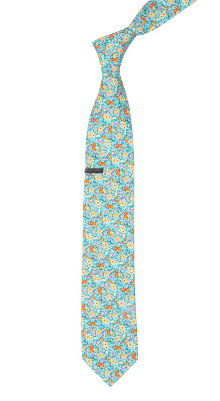 Freesia Floral Turquoise Tie | Cotton Ties | Tie Bar