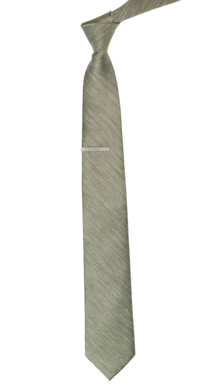 Alleavitch Herringbone Olive Green Tie | Linen Ties | Tie Bar