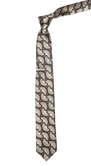 Art Deco Cranes Brown Tie | Silk Ties | Tie Bar