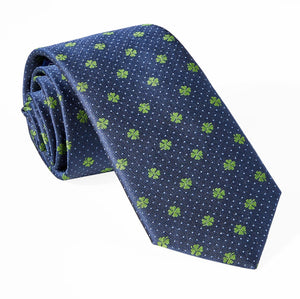 Lucky Four Leaf Clover Navy Tie