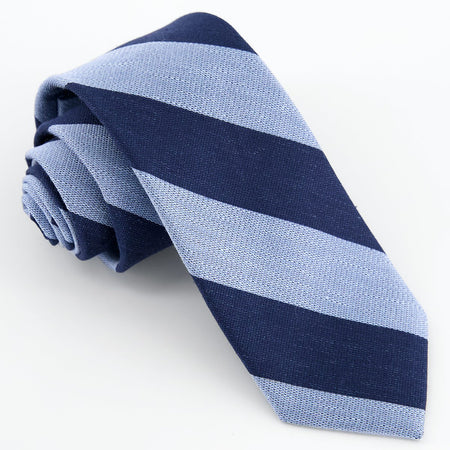 Varsity Bar Stripe Navy Tie | Linen Ties | Tie Bar