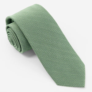 Solid Wool Herringbone Sage Green Tie featured image