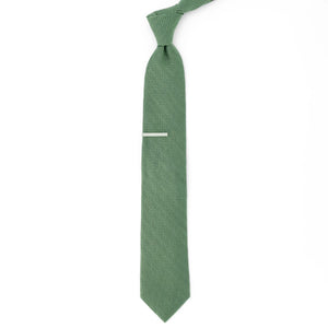 Solid Wool Herringbone Sage Green Tie alternated image 1