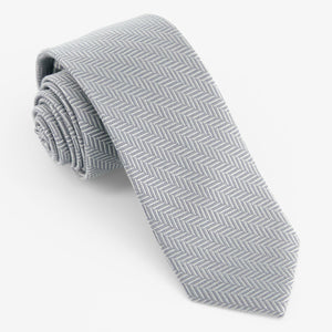 Solid Wool Herringbone Silver Tie featured image