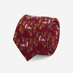 Partridge in a Pear Tree Burgundy Tie