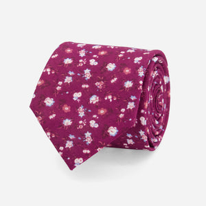 Ditzy Daisies Burgundy Tie